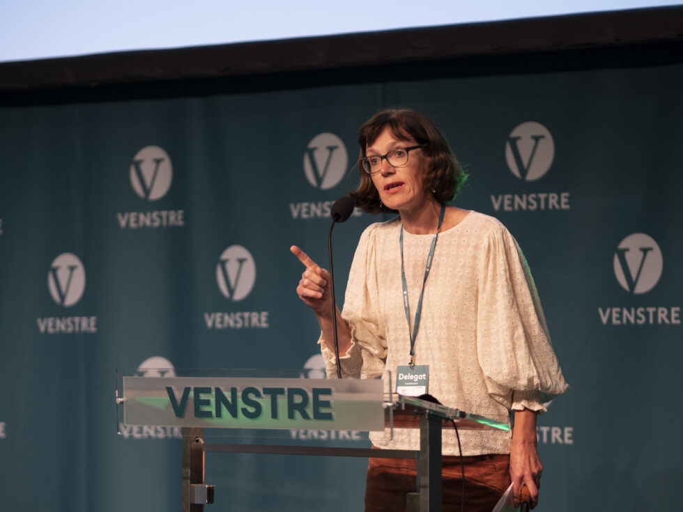 Inger Noer, her avbildet under Venstres landsturemøte, hvor hun ble direktevalgt landsstyremedlem.