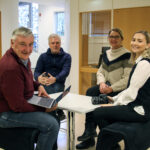 Staben av fast ansatte i Mitt Kongsvinger på åpningsdagen består av (f.v) Bjørn Taalesen, Geir Christiansen, Elisabeth Sjøbotten og Benedicte Bratås.