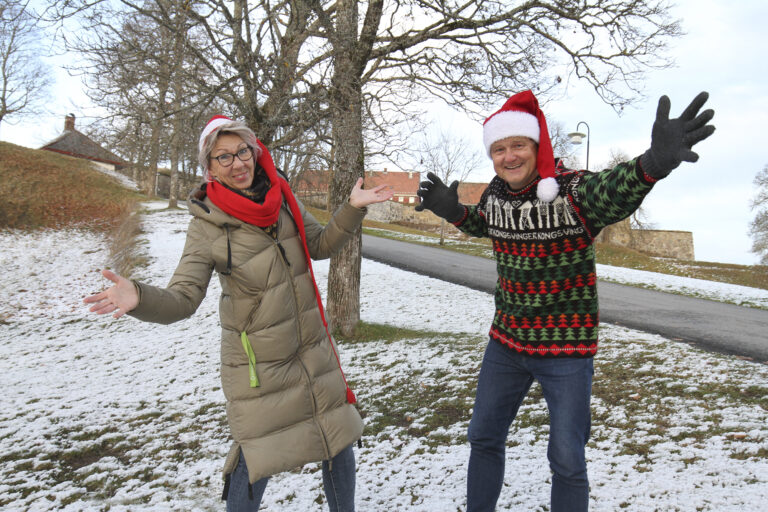 Marvel Sørensen og Uno Arnesen ser frem til neste helgs Julemarked. I år bir mye sentrert til området rundt Gyldenborg.