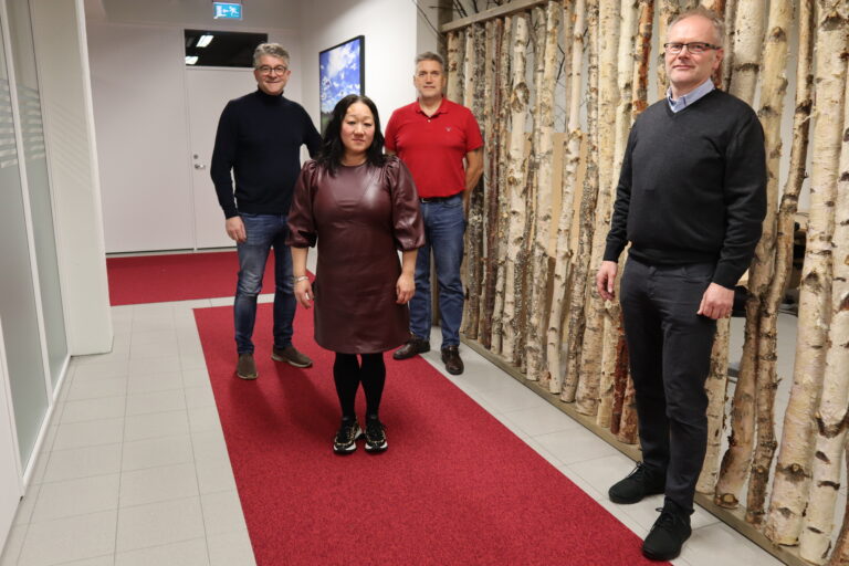 Atle Dyrøy fra Sentrum videregående skole (t.v.), Thor-Egil Einarsrud fra Contiga, Jannicke Stenberg Mykkestue fra Eskoleia og Morten Birkelund, leder i produksjonsnettverket hos 7sterke, vil sette fokus på rekruttering til industrien gjennom utdanning.
