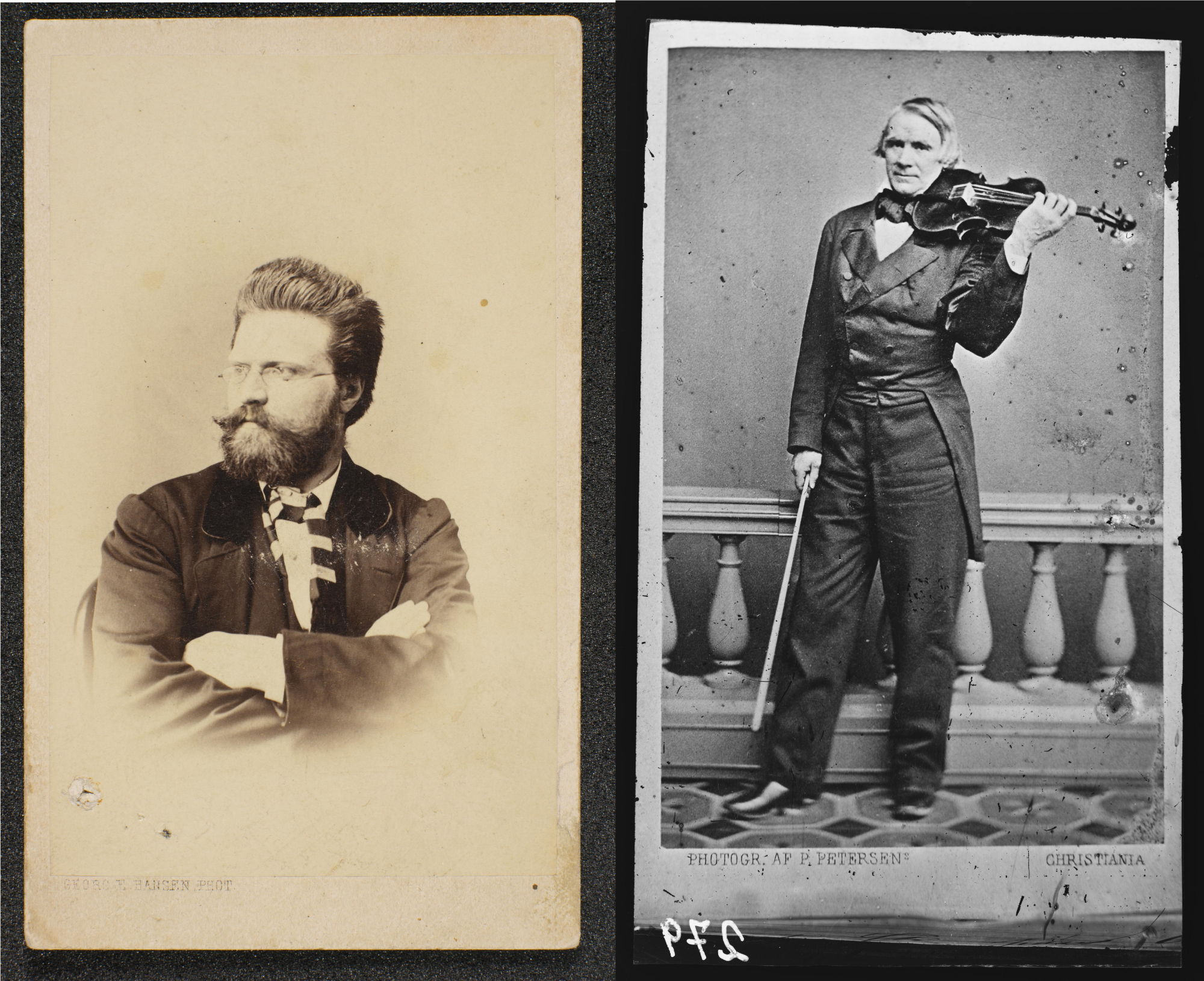 Bjørnstjerne Bjørnson (foto: Georg E. Hansen) urfremførte utdrag av «Maria Stuart» mens Ole Bull (foto: Peter Petersen) la ut om egne bravader som kraftkar og sjarmør i romjulen på Skinnarbøl.