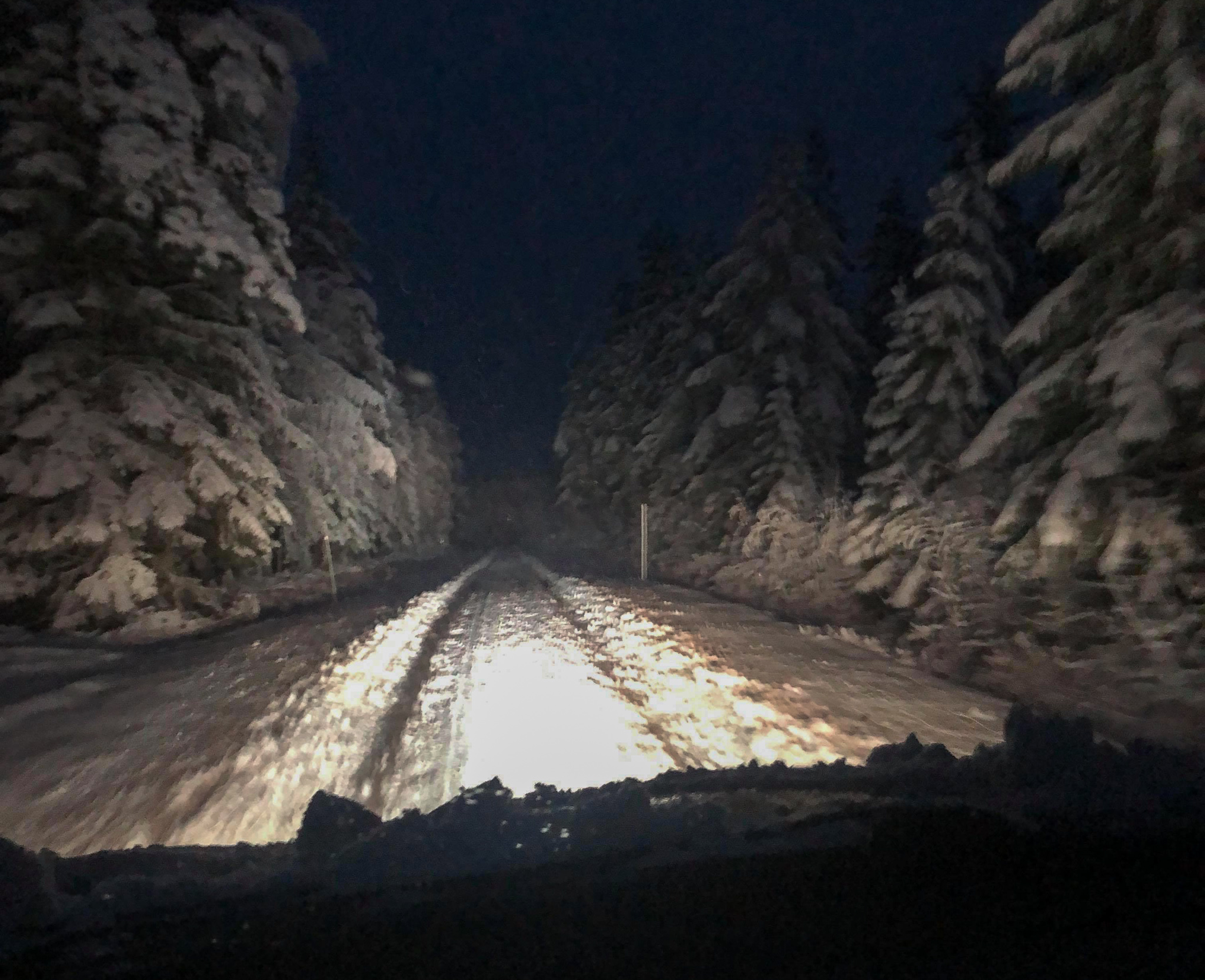 Leserbilde fra Varaldskogen rundt kl 08.30 mandag. Ikke alle veier får nødvendig vedlikehold samtidig, og Kongsvinger kommune innrømmer i sine generelle retningslinjer at de har en prioritert rekkefølge. Hovedveiene tas først.