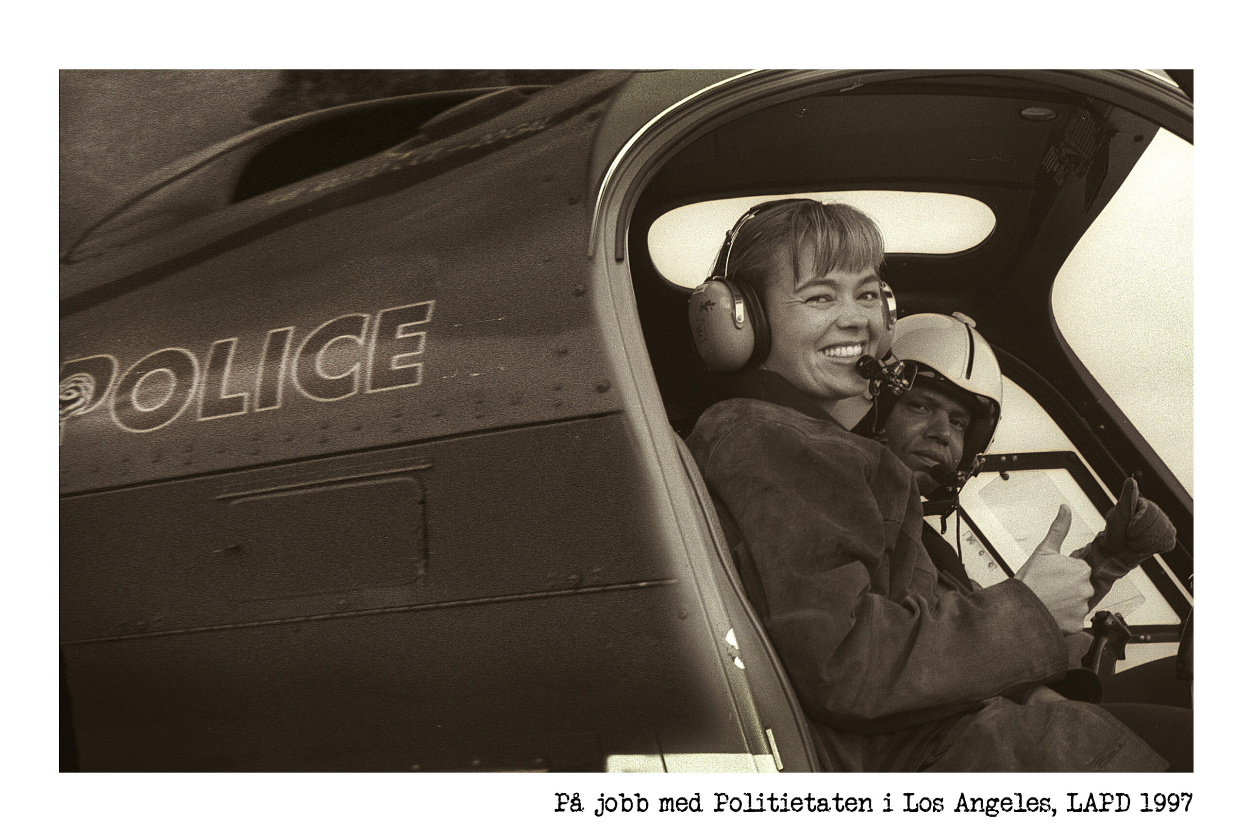 Mona ute på oppdrag med politiet i Los Angeles: — Jeg var så redd, jeg hater å fly helikopter!