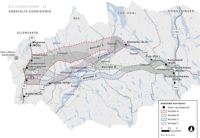 Nye Veier mener korridor C peker seg ut som den beste av utredningskorridorene, men også A kan være aktuell å jobbe med videre.