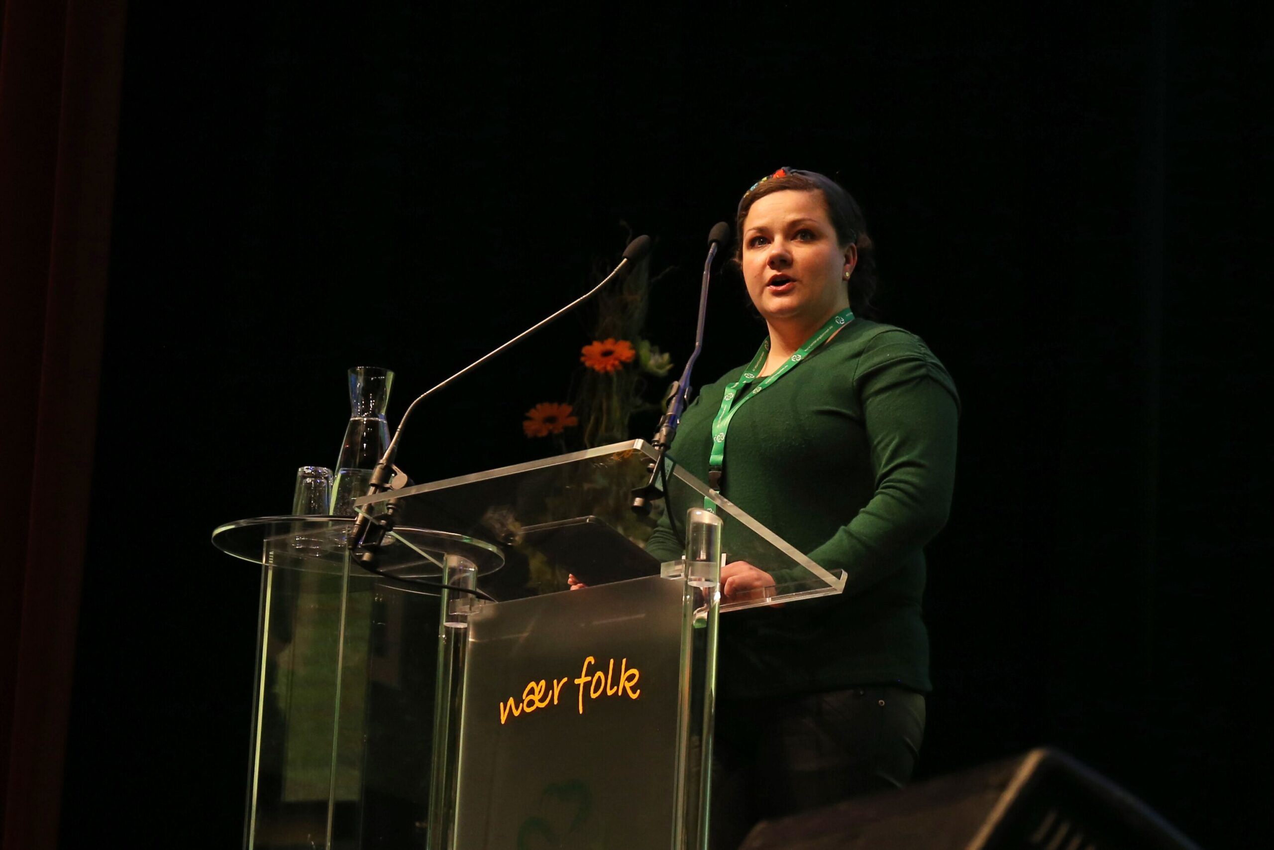 Margrethe Haarr taler under Senterpartiets landsmøte i 2019