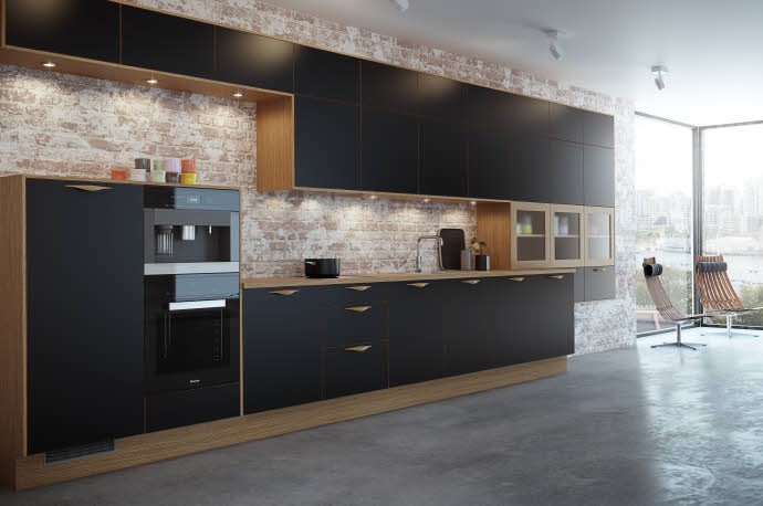 System Eik er et delikat staskjøkken i ren og lekker design i det ferdig sammensatte Homesortimentet. Her får du robuste fronter i høytrykkslaminat, som er markedets mest slitesterke materiale til kjøkkeninnredninger.