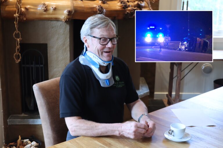 Max Ivan Lindkjølen landet på taket i den beryktede rundkjøringen på E16. Det endte med brudd i to nakkevirvler.