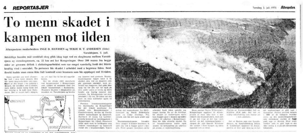 Aftenposten hadde stor dekning fra Varaldskogen dagen etter brannen oppstod.