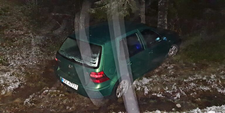 Her endte bilturen i mørket. Roy er glad ingen ble skadet.