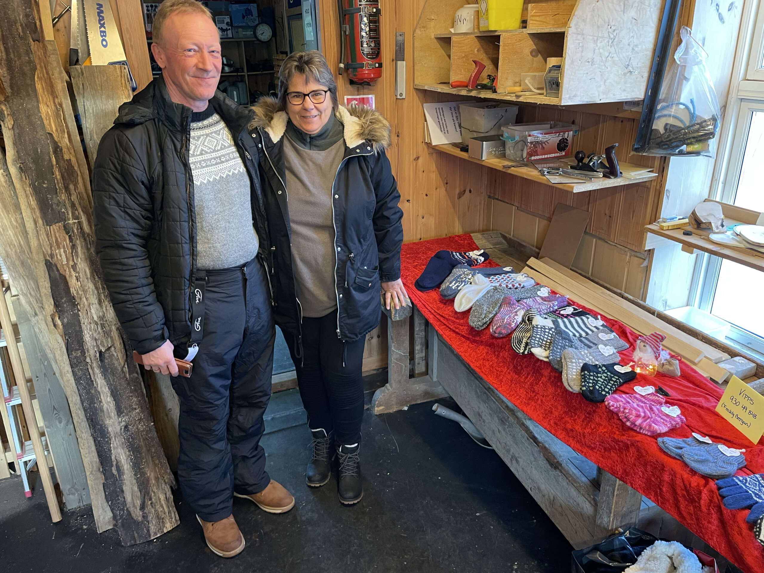 Freddy Bergan og Anne Beate Leirdu Bergan solgte sokker til den store gullmedaljen.