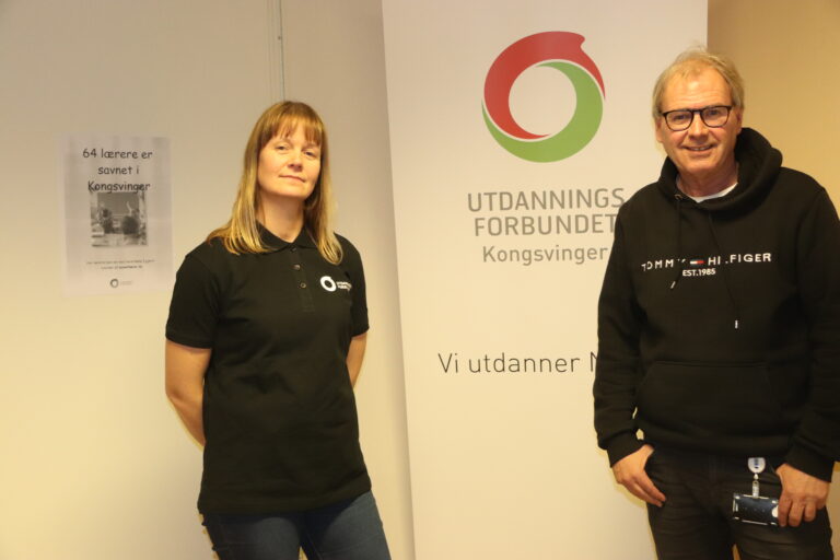 Kampklar leder og styremedlem i Utdanningsforbundet, Line Lysen og Tom Haget, med 