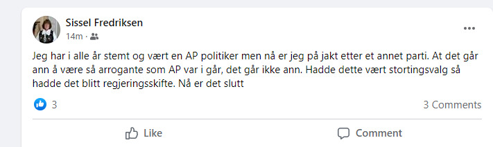 Tidligere kommunestyrepolitiker i Kongsvinger melder partiovergang på Facebook.