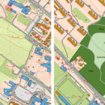 Før og etter? Til venstre: slik skogen ser ut i dag. Til høyre: Forslag til hvordan en park i Sykehusskogen kan se ut. Sykehusskogen er omtrent 57 mål stor. Ved å bruke eksisterende stier som nye gangveier åpner det seg to naturlige felt til å bruke som eng, som vil utgjøre ca. 15 mål.