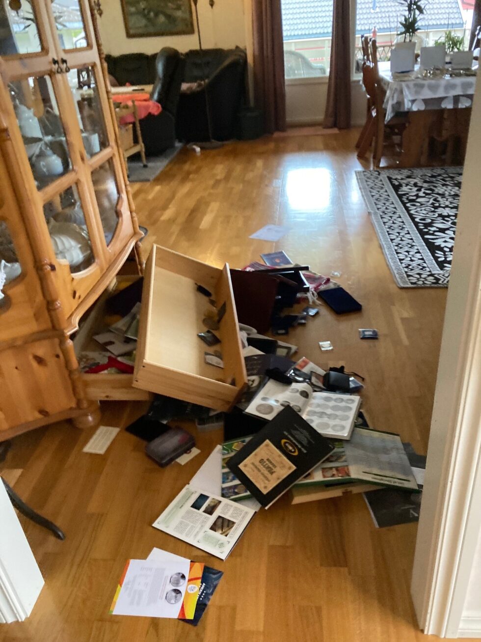 Slik så det ut da Magne og Unni Kristin kom hjem ril Glåmlia etter to ukers ferie på hytta.