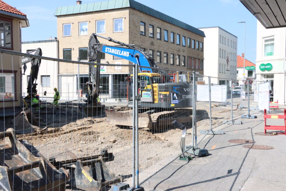 Graving i sentrum.