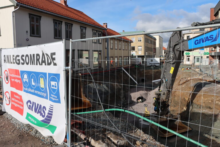 Gravearbeid i sentrum.