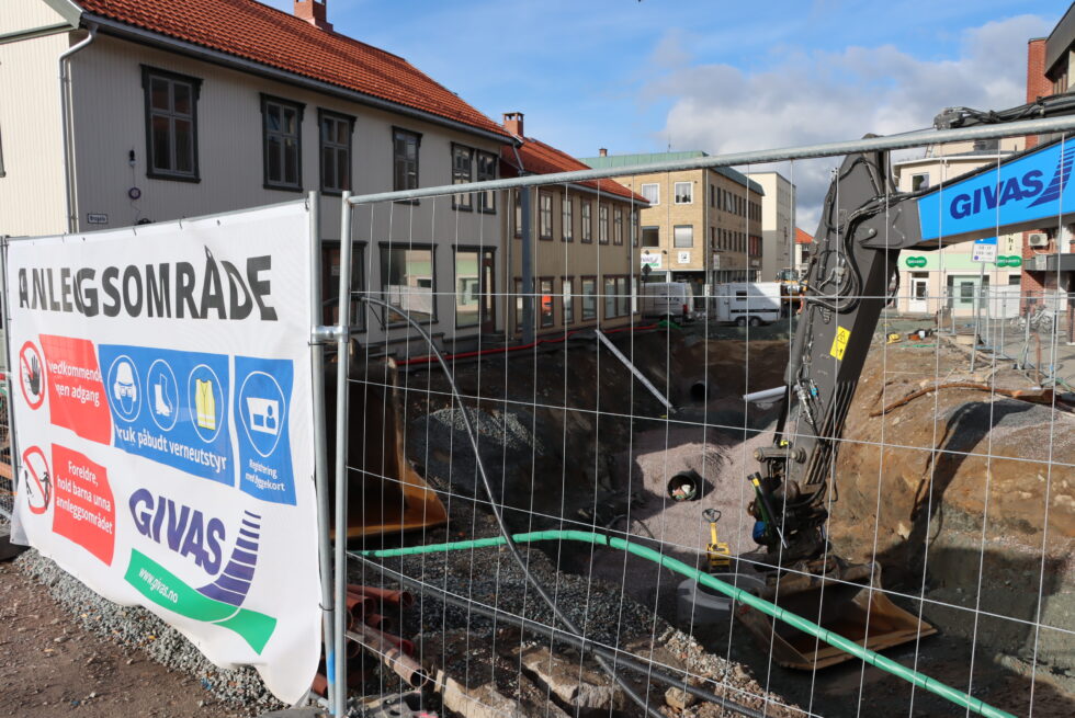 Gravearbeid i sentrum.