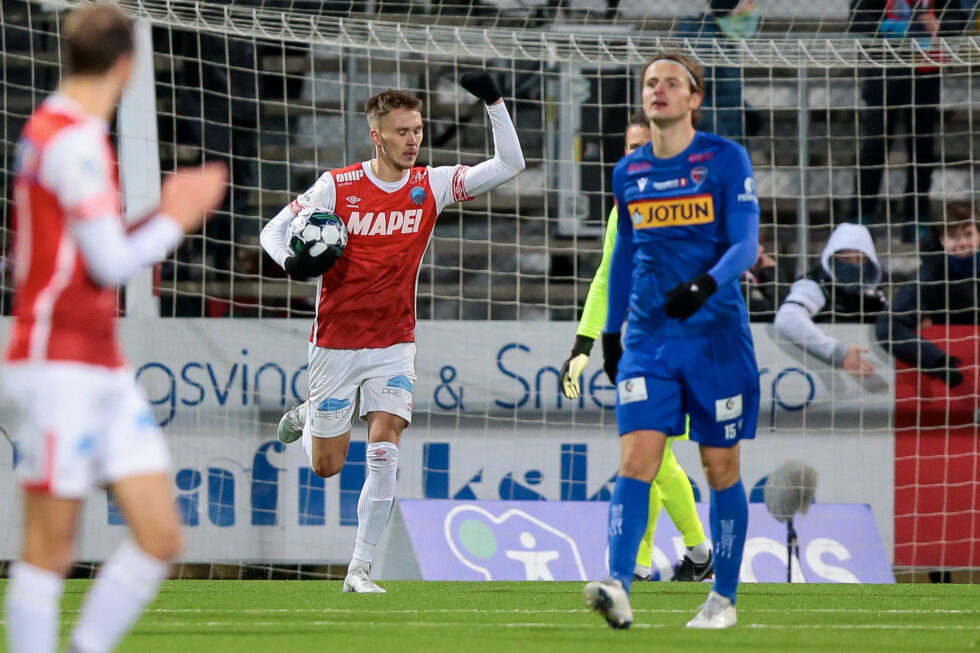 Ludvig Langrekken jubler etter 1-1 målet rett etter pause. For den unge spissen var kvaliken en personlig opptur.