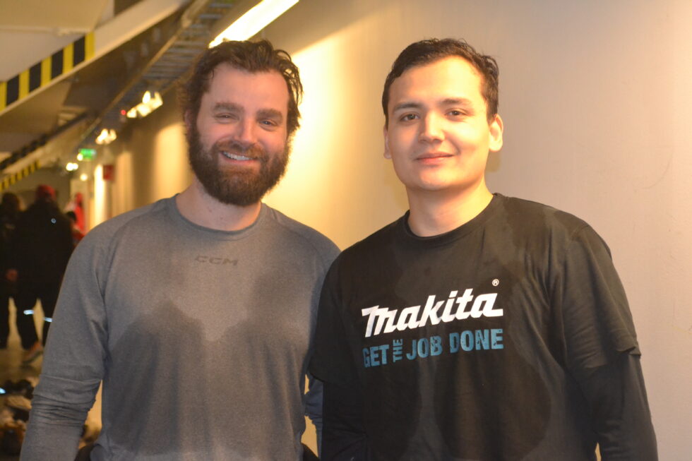 Trener Lars Erik Hesbråten og Kongsvingers beste Victor Zetterberg smilte godt etter lørdagens festforestilling.