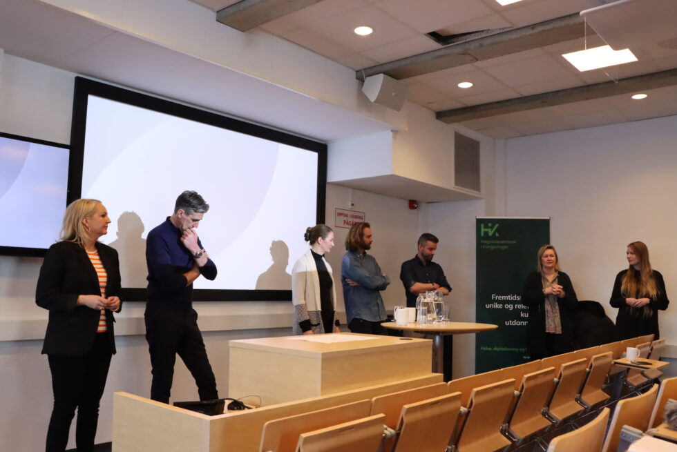 Kjersti Wangen (t.v.), Toni Eide, Hanne Markussen Myhr, Magnus Due-Tønnessen, Kim Strømstad, Ane Sandnæs og Trine Slaatsveen håper alle på flere sesongen med Forræder fra Kongsvinger.