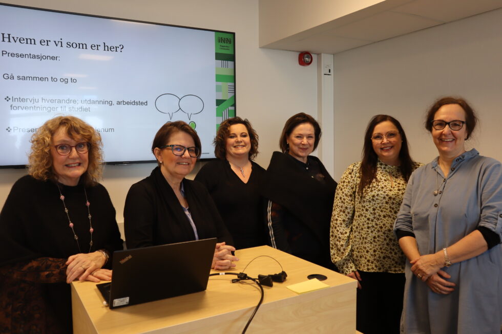 Disse er med på prosjektet med den nye utdanningen.F.v. Åse Leirvik, Marianne Reinfjell Carlsson, Siv Anita Westheim, Beate Skadsdammen, Therese Sulland og May Kunz