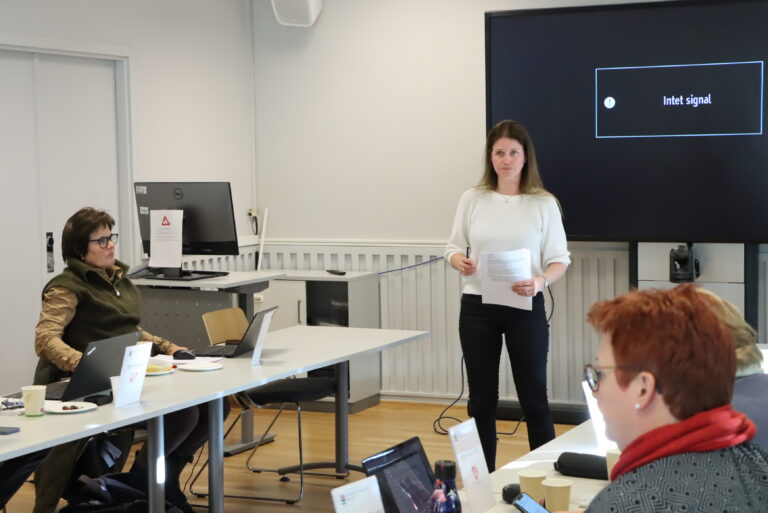 Hanne Rolsdorph fra GIVAS holdt orientering om offentlig- og privateide ledninger for formannskapet før votering.
