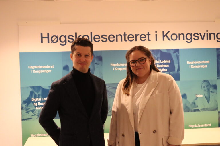 Anders Øvreby og Kristin Gressberg er godt fornøyde med samarbeidet mellom Høgskolesenteret og Fagskolen Innlandet og ser frem imot et langsiktig samarbeid.
