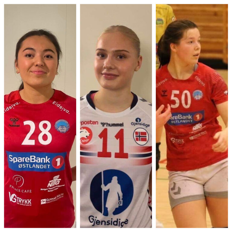 Thea Slenes (f.v.) og Mali Halldorsson skal spille EM med landslaget. Julia Pedersen (t.h.) står foreløpig som reserve.