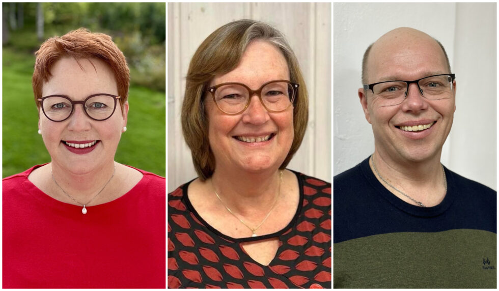Elin Såheim Bjørkli, ordførerkandidat Unn Bjørklund, medlem av komite for helse og omsorg og listekandidat Bjørn Egil Brenden, helsefagarbeider og listekandidat.