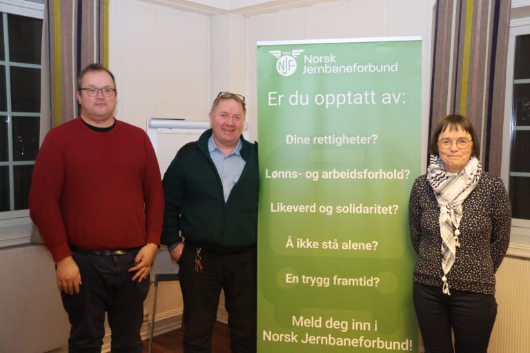 Even Jakobsen og Alf-Tore Pedersen ledet medlemsmøtet i Norsk Jernbaneforbund avdeling Buss Glåmdal på Vinger hotell.