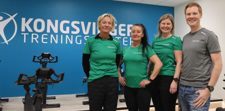 De ansatte i Kongsvinger treningssenter er strålende fornøyde med de nye lokalene. F.v. Anne Mette Holtmon, Stine Andreassen, Stine Buvarp og Magnus Bergersen.