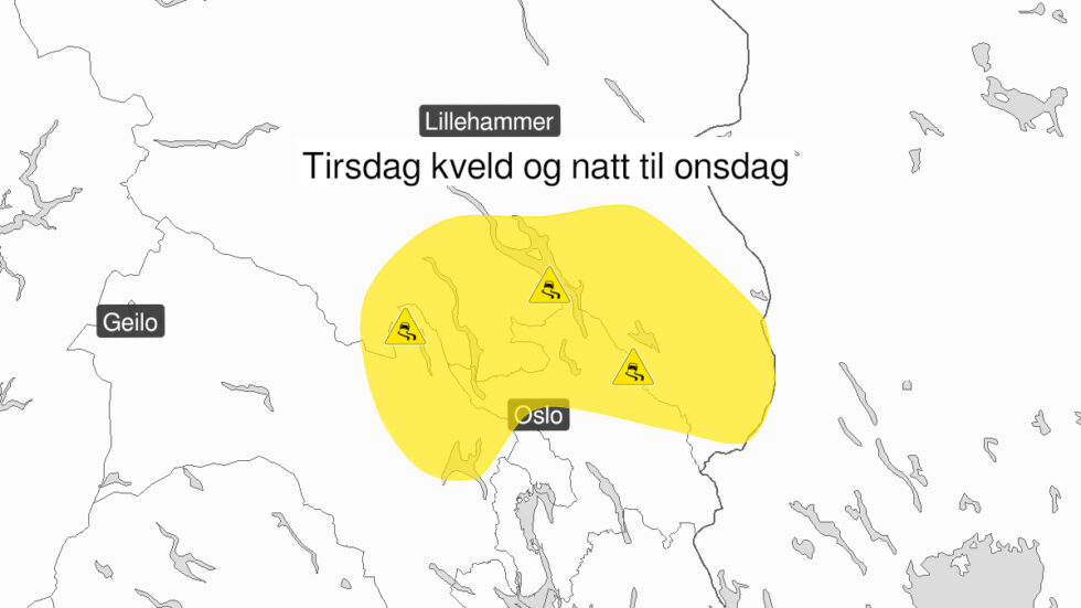 Kongsvinger er i utkanten av værvarselet, men om det treffer kan det bli gufne forhold.