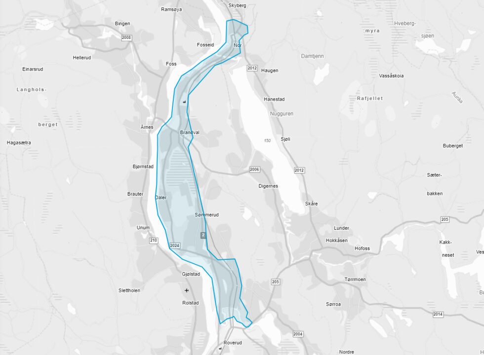 Dette er det aktuelle området hvor innbyggere blir bedt om å koke vannet.