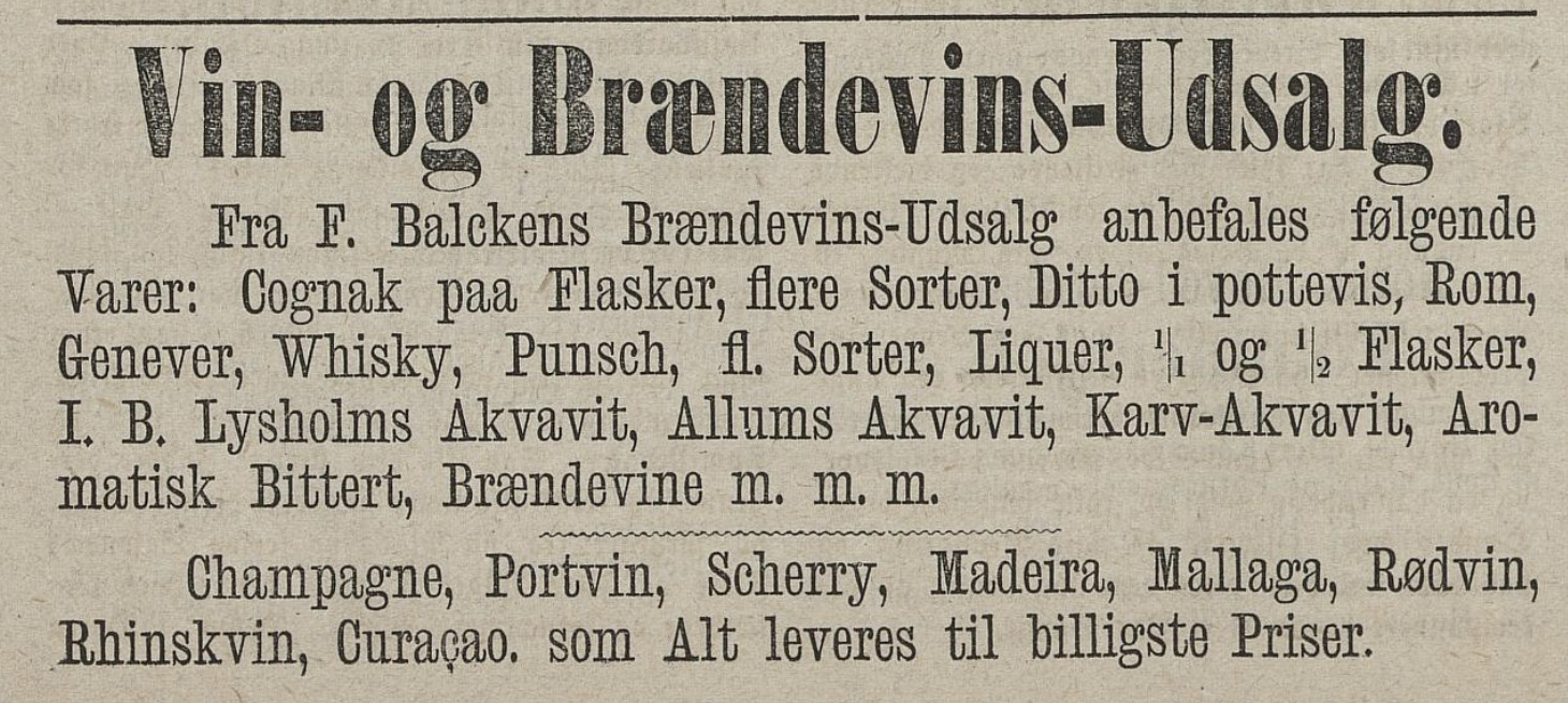 Fredrik Balchen var en av fire brennevin-handlere i Kongsvinger i 1874. Her skulle ingen gå tørste.
