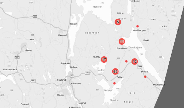 Det har gått et strømbrudd mandag kveld på Varaldskogen.