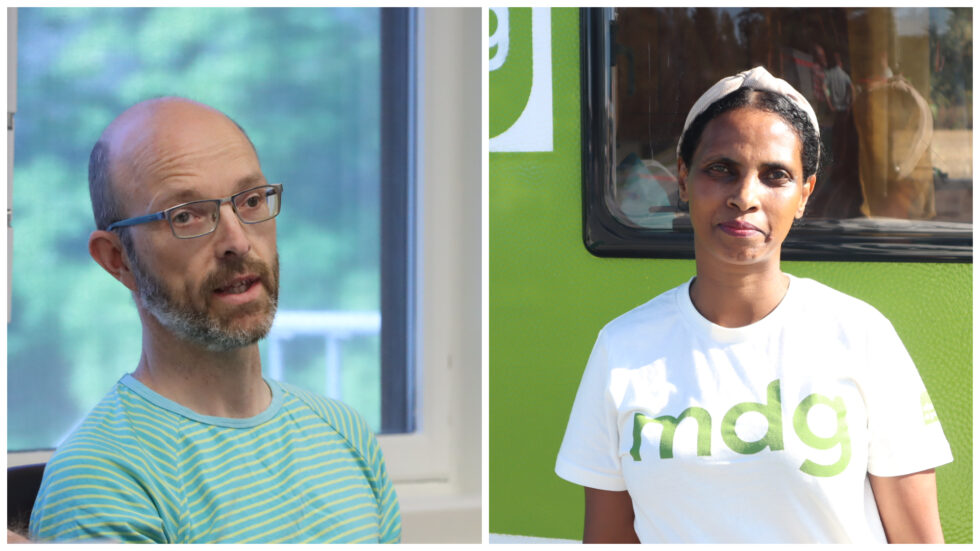Lokallagsleder for Kongsvinger MDG Øyvind Henriksen og fylkestingsrepresentant Innlandet MDG, Suhur Lorch-Falch.