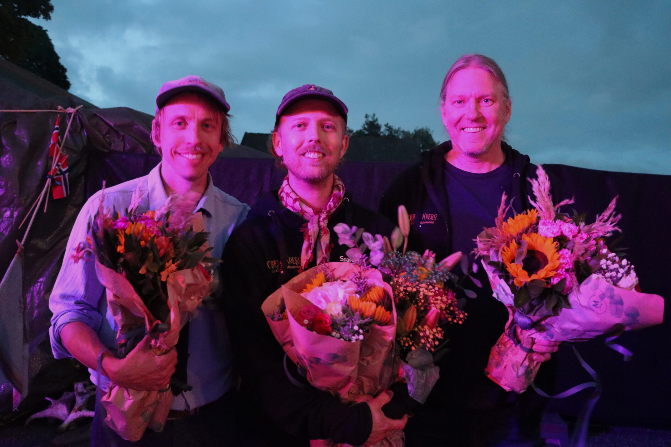 Det er en fornøyd gjeng etter premieren. Harald Engan (f.v.), Martin Høgberget og Bjørge Verbaan.