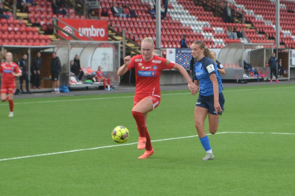 Amalie Garsjø Brunes scoret KILs eneste mål i kampen. Hun var godt fornøyd med ett poeng.