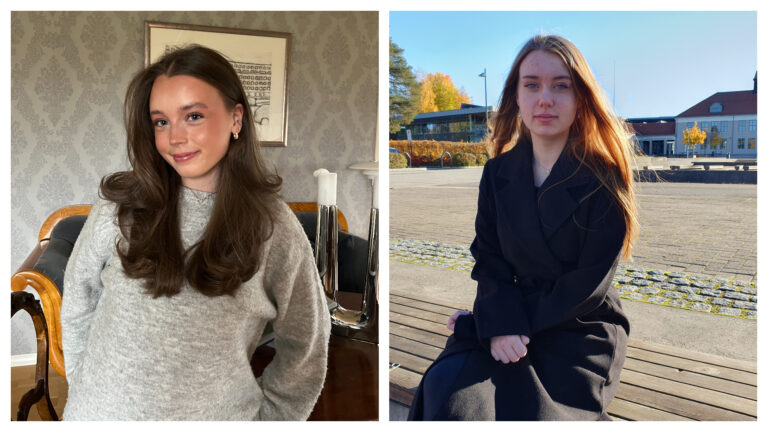 Delia Marie Bakken Hansen (t.v.) og Anna Moa Igelström sitter i ungdomsrådet i Kongsvinger.