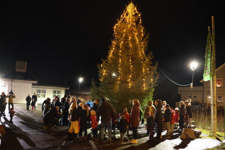 Gang rundt juletreet hører med når det er julegateåpning på Roverud.