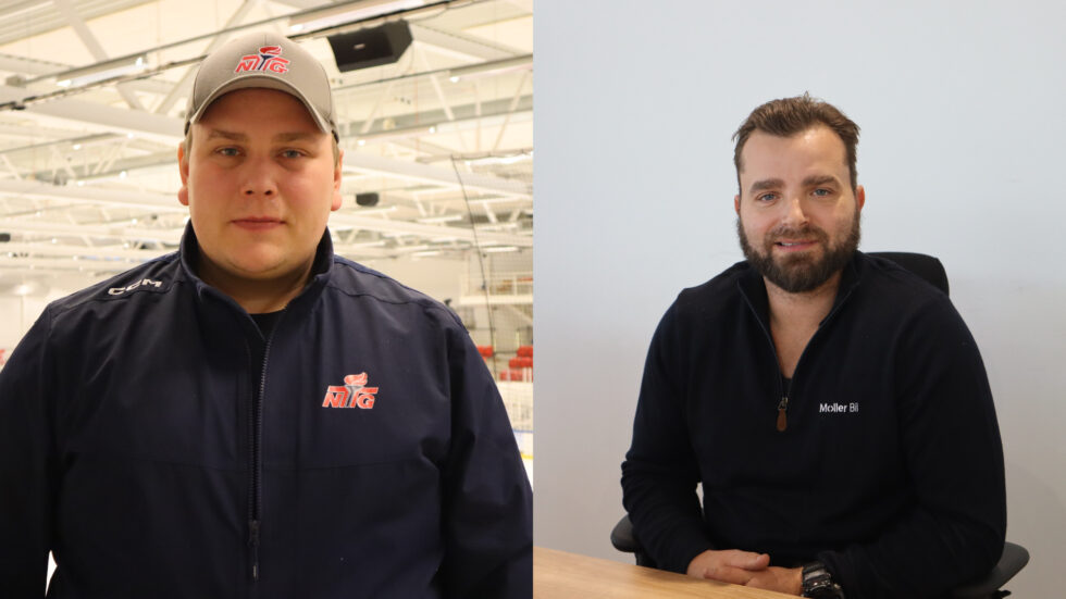 Simon Stolt Wang (t.v.) overlater noe av lederansvaret i KIL ishockey til Lars Erik Hesbråten.