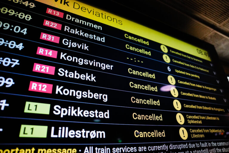 1. juledag var det full stans i all togtrafikk fra morgen til kveld.