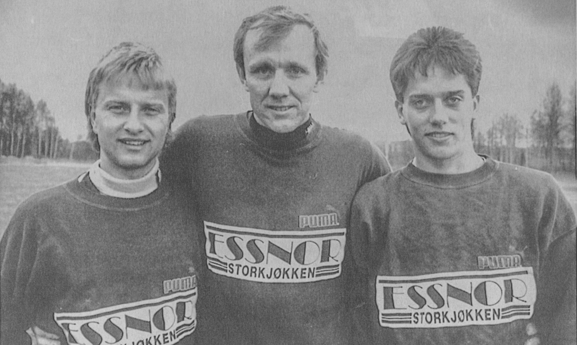 Øivind Tomteberget, flankert av Tor Arne Sannerholt (t.v.) og Dag Riisnæs foran seriestart i 1989 - det som ble Øivinds siste sesong.