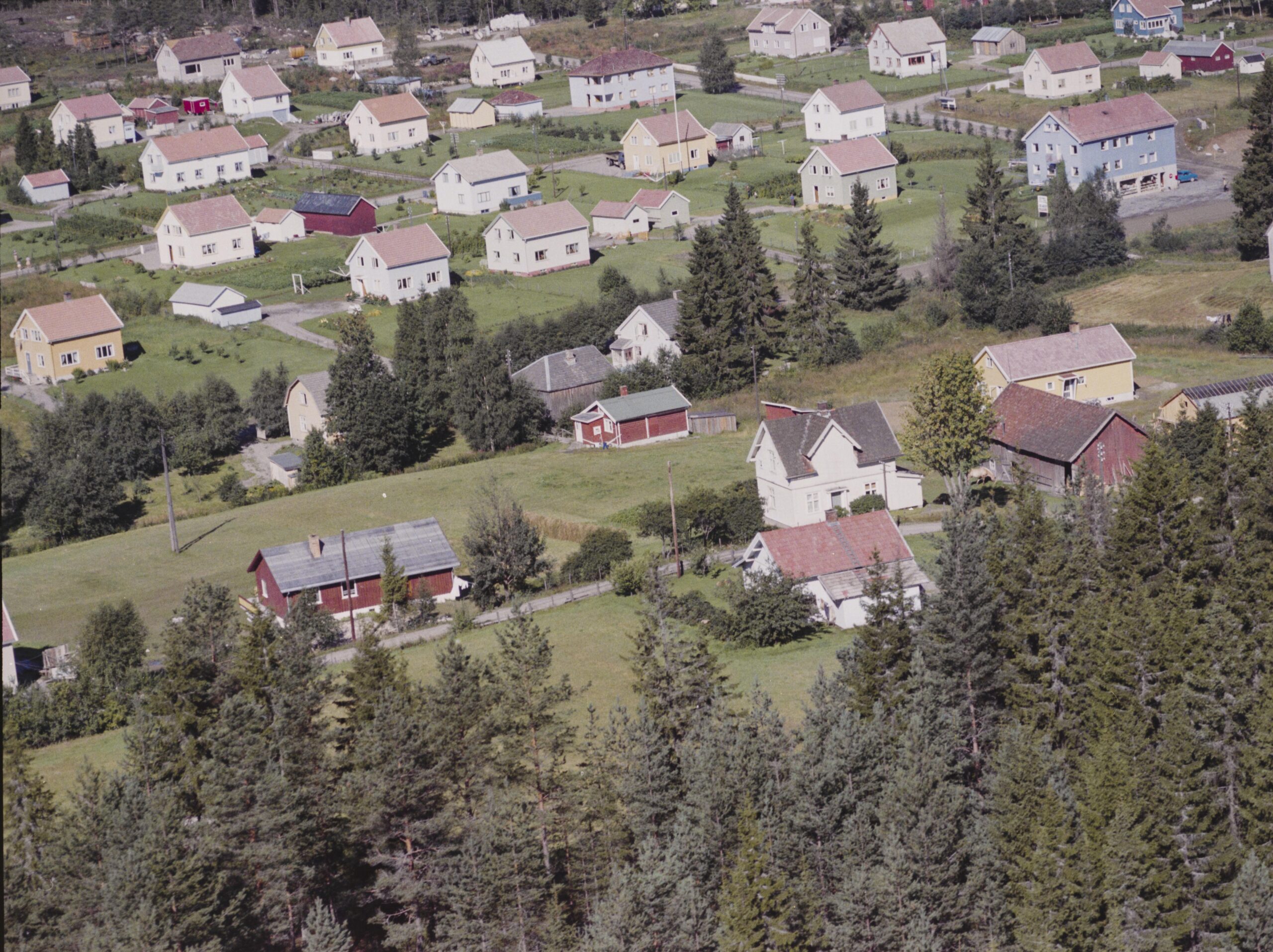 Flyfoto over Rasta på Kongsvinger. Bildet er tatt 5. august 1961.