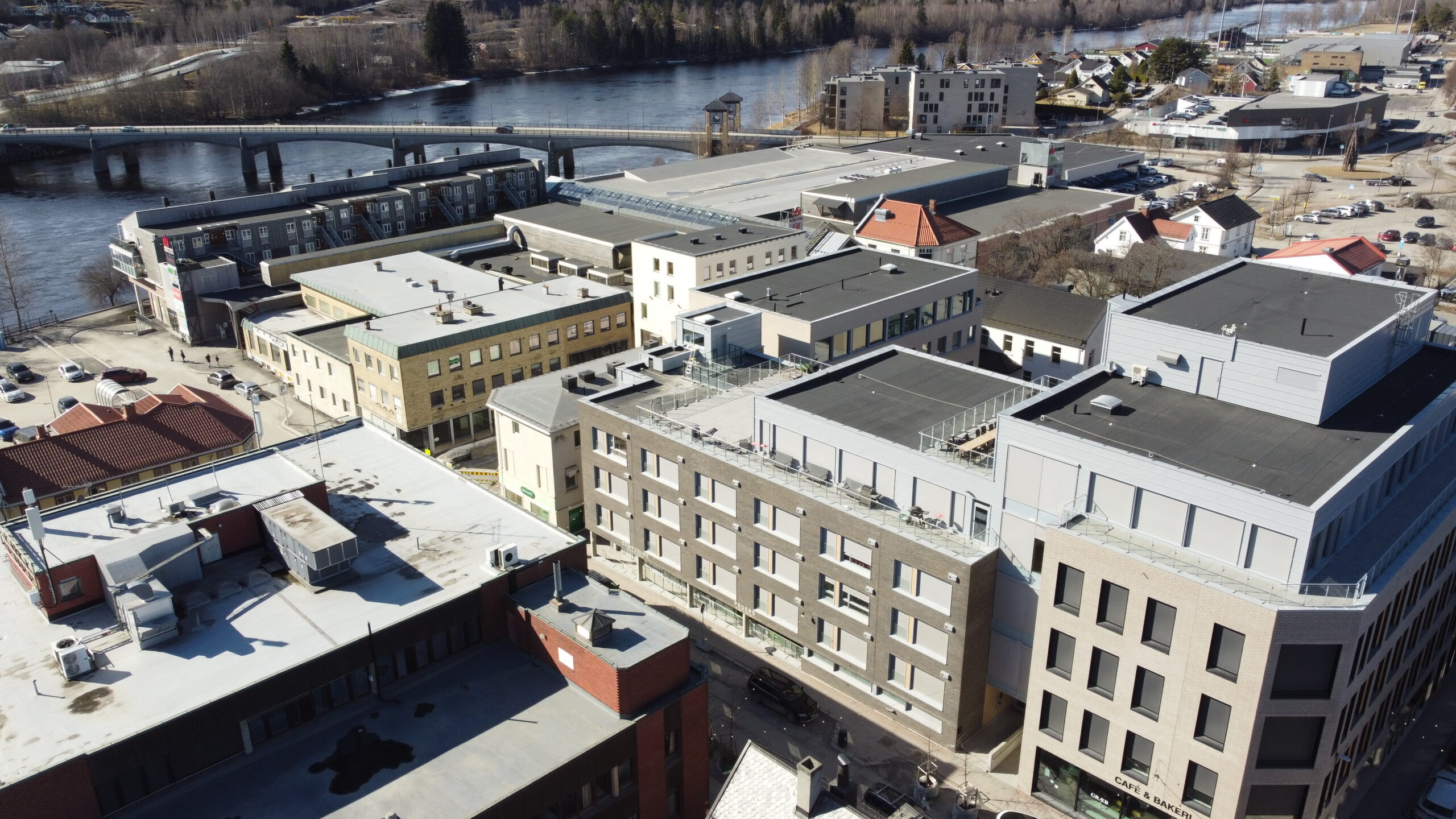 Dronebilde tatt over Kongsvinger i 2025.