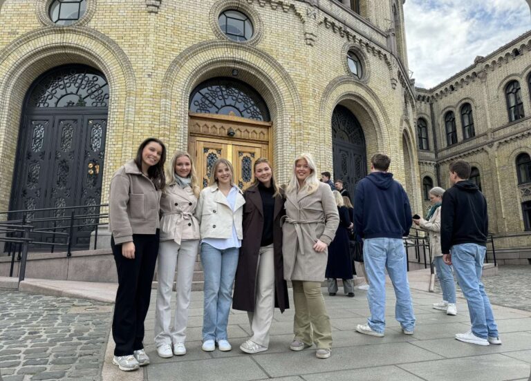 F.v. Ingrid Walberg Nilssen, Astrid Wangen Amundsen, Frøya Høgberg, Hanna Torp og Andrea Ødegård Ruud er gjengen bak Gravstell UB. Etter at de har hatt stor suksess med sin ungdomsbedrift ble de invitert til NM og fikk en omvisning på Stortinget. I tillegg møtte de også Stortingspresident Masud Gharahkhani (Ap) og Stortingsrepresentantene fra Innlandet.