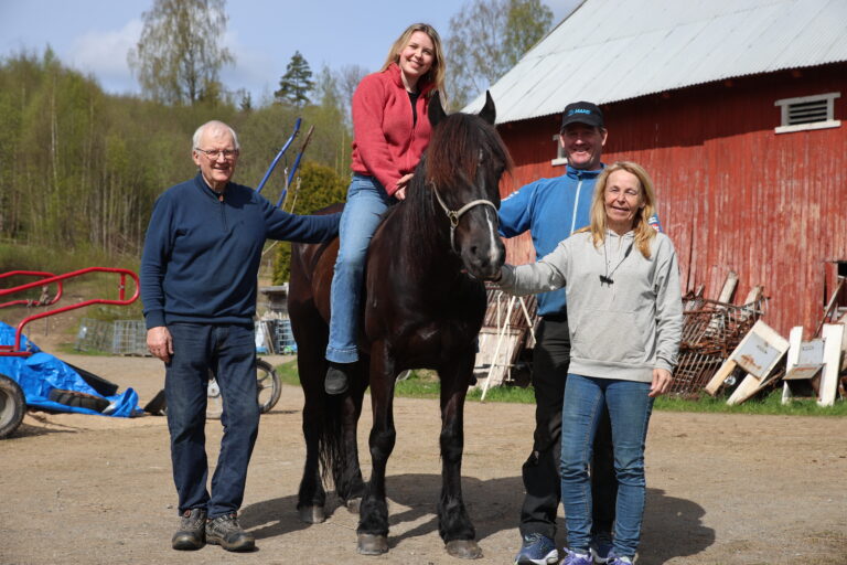 Bjørn, Marie, Bård og Sølvi Humborstad stiller alle til start på 1. mai travet på Magnor.