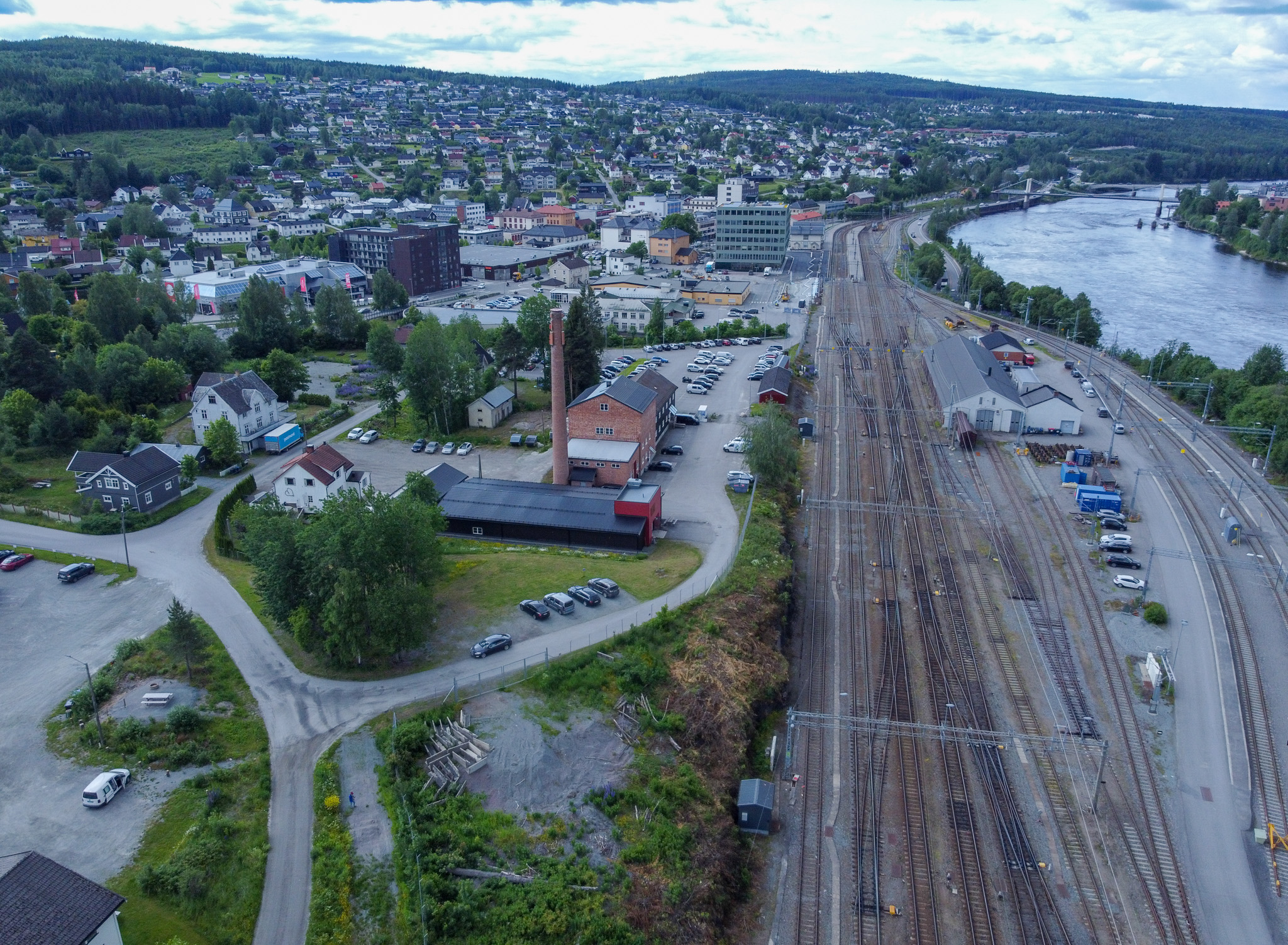 Dronebilde tatt over Kongsvinger i 2025.