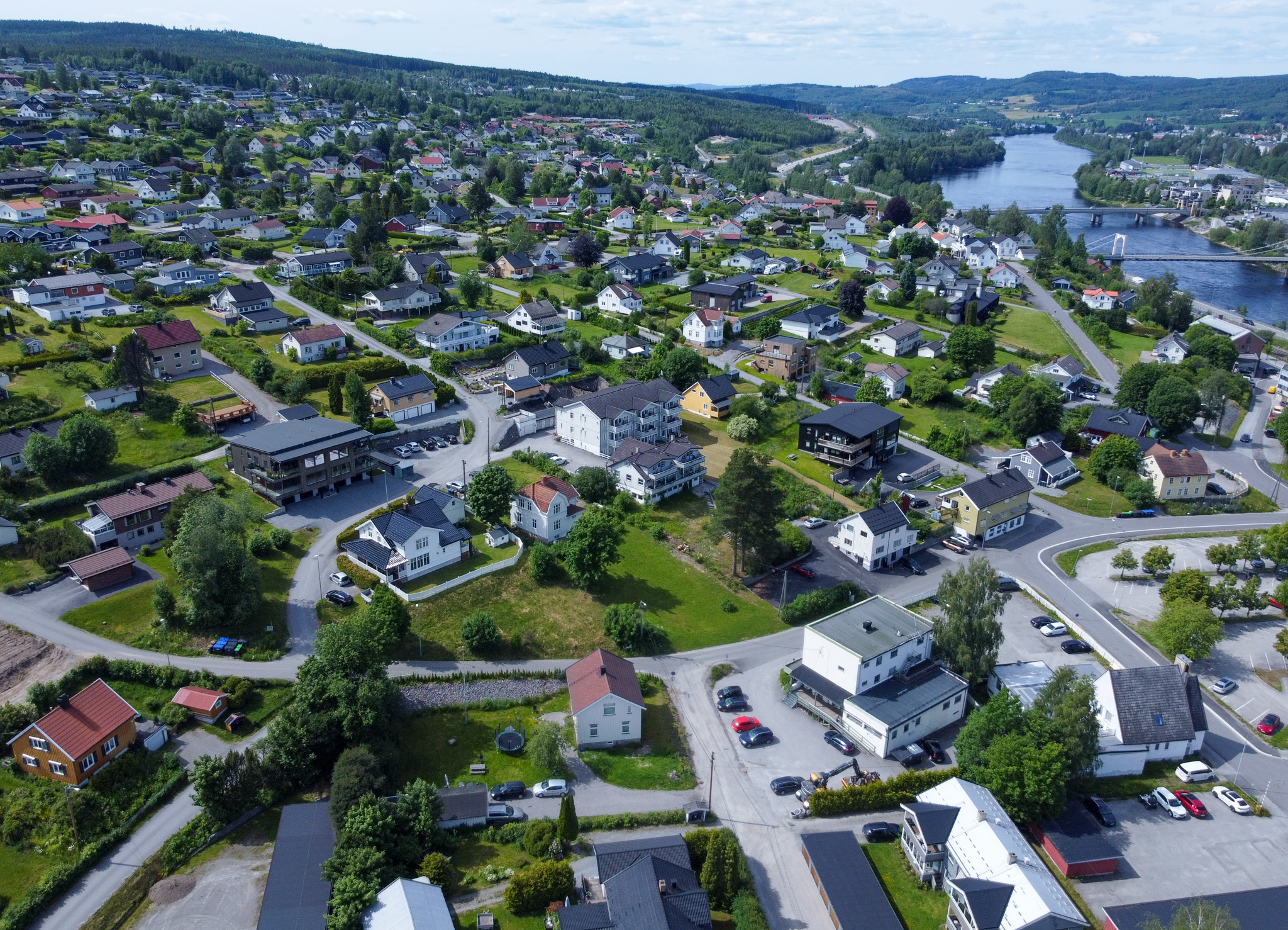 Dronebilde tatt over Kongsvinger i 2025