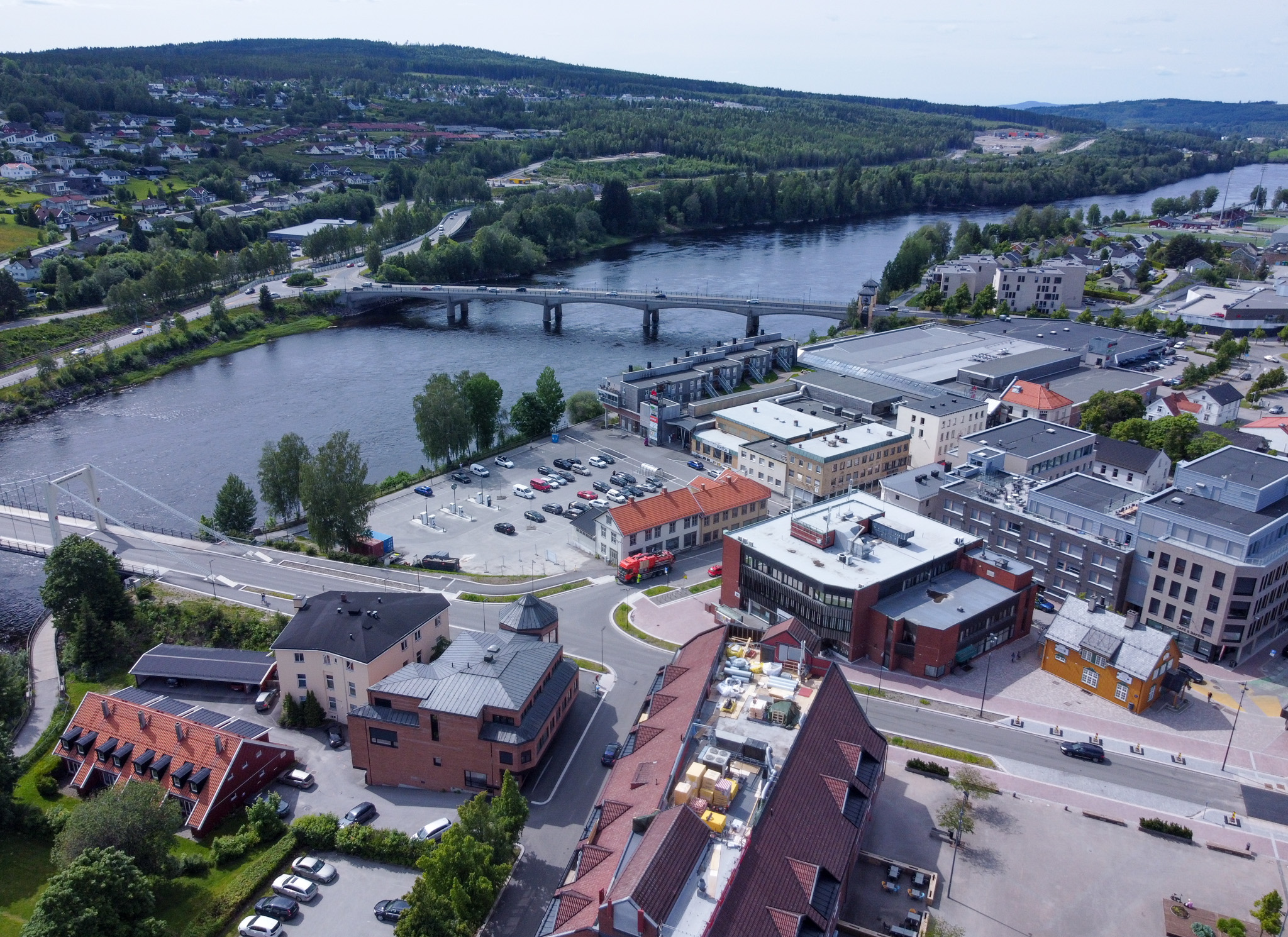 Dronebilde over Kongsvinger i 2025.